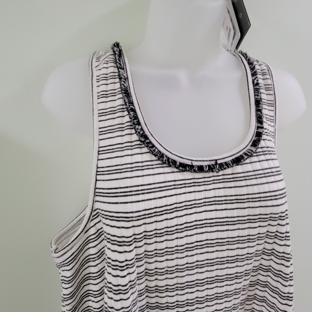 Vince Camuto Womens Striped Fringe Tassel Trim Sleeveless Knit Short Dress XL - Picture 3 of 9